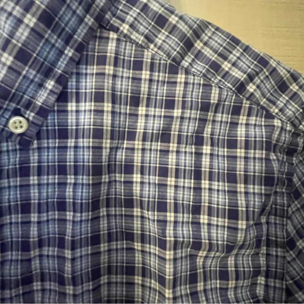 Ralph Lauren blue white plaid long sleeve button front shirt size XL Youth 18/20